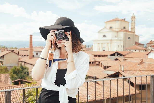 Fotocamera vrouw vakantie