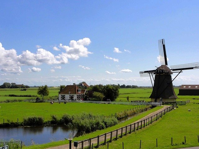 Recht van weg huis natuur landschap molen